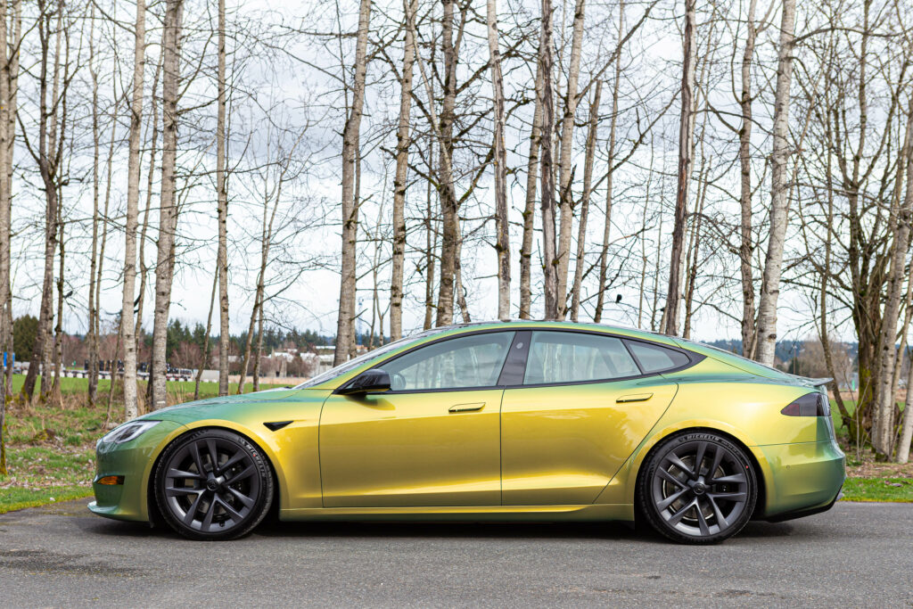 Tesla Model S Plaid in Color Shifting Green PPF